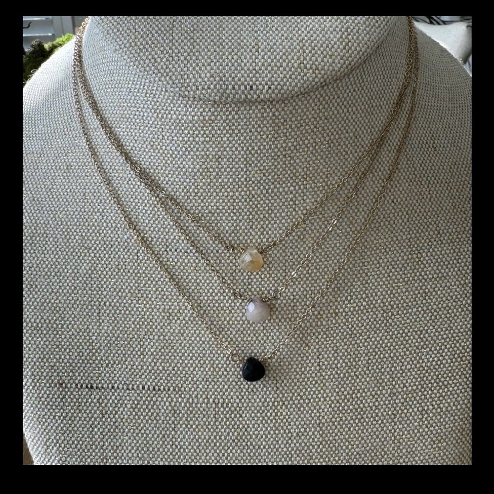 3 strand semi precious stone necklace